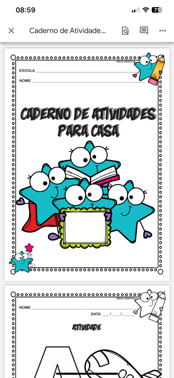 Caderno de Atividades para casa para sala