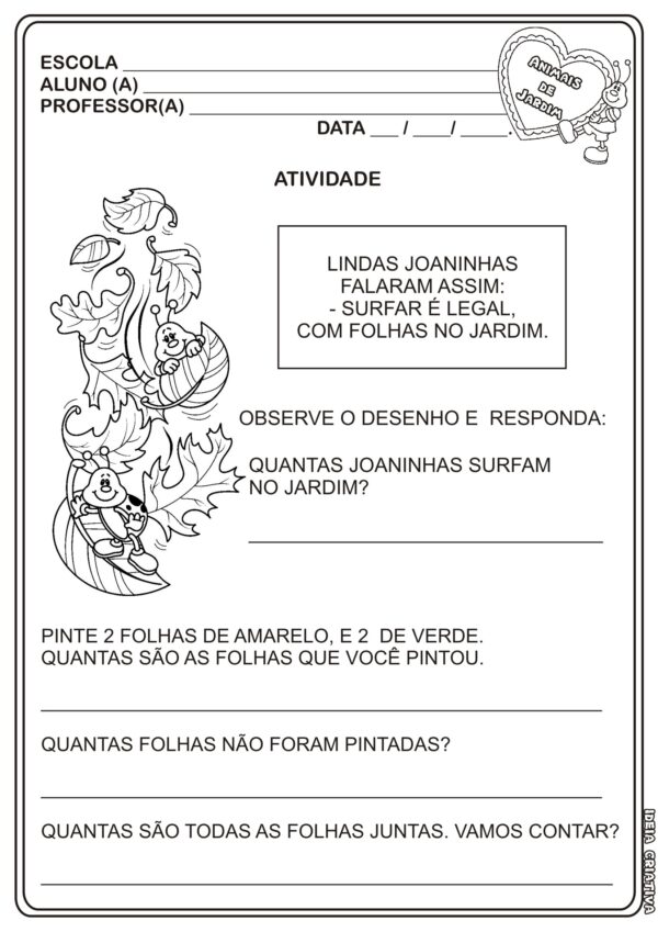 Atividades Educação Infantil Animais de jardim - Imagem 3