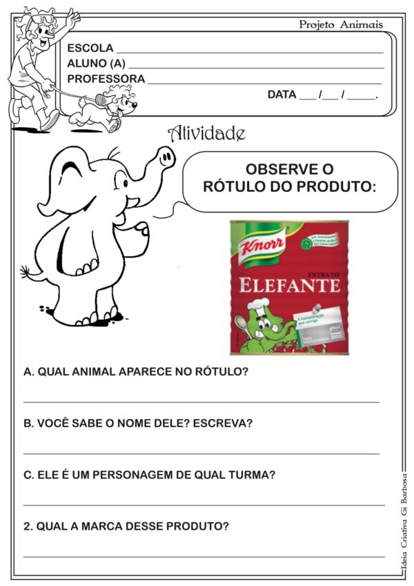 Caderno de Atividades 1° Ano Projeto Animais - Imagem 3